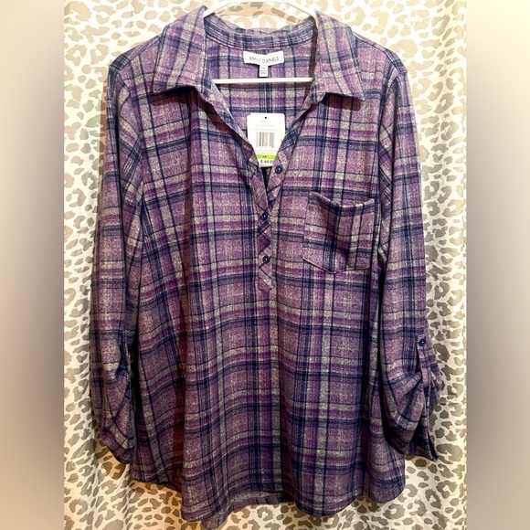 Emily Daniels Tops - Emily Daniels Purple Flannel Pullover Top